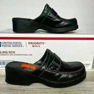 Vintage Hot Cakes Goal Y2K 90s Chunky Platform Black Mules Womens 6.5 cute comfy